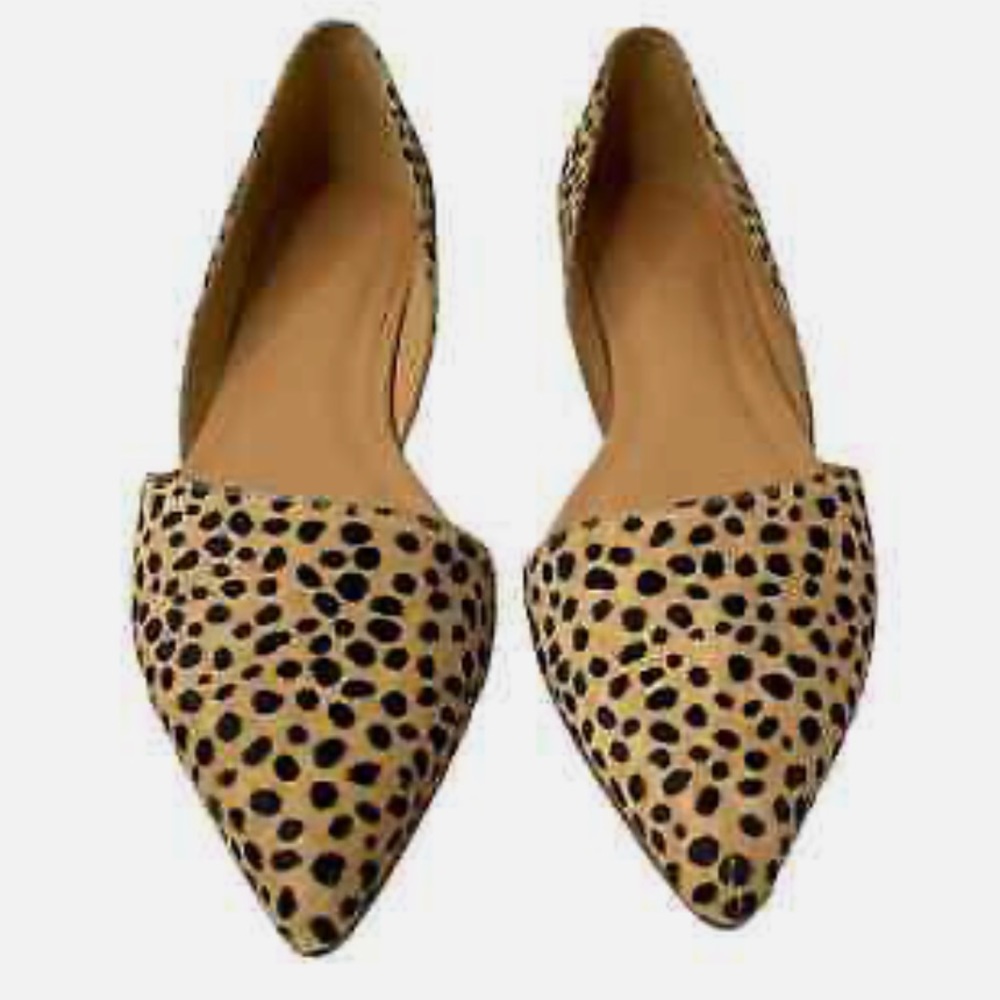 J Crew Zoe Leopard Calf Hair d'Orsay Flats Women's sz 7.5
